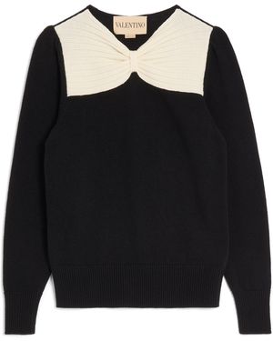Valentino Virgin Wool Bow Jumper - Black