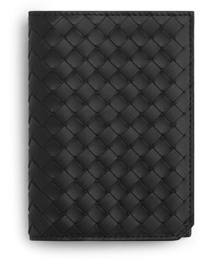 Bottega Veneta Leather Intrecciato Piccolo Passport Case - Black