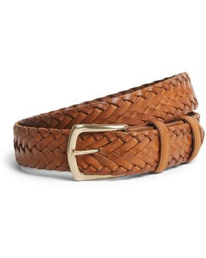 Elliot Rhodes Leather Braided Belt - Brown