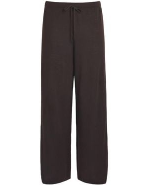Leset Merino Wool Wide-Leg James Lounge Pants - Brown