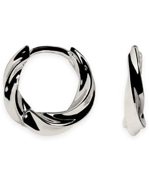 Astrid & Miyu Rhodium-Plated Cosmic Twist Huggies - Black