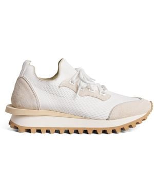 Eleventy Suede-Trim Low-Top Trainers - White