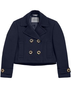Balenciaga Cropped Peacoat - Blue