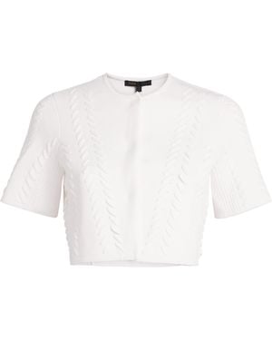 Maje Pointelle Knit Lace Cropped Cardigan - White