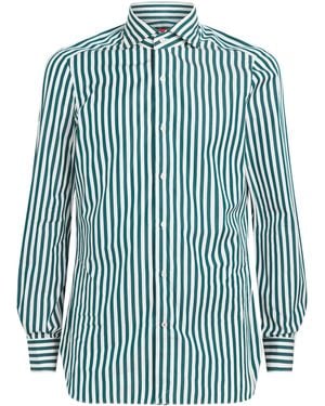 Isaia Cotton Stripe Dress Shirt - Blue