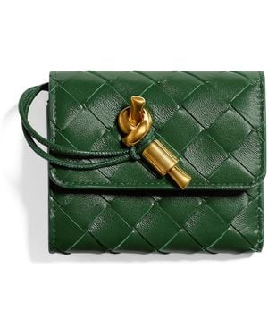 Bottega Veneta Leather Intrecciato Andiamo Trifold Wallet - Green
