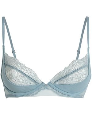 Calvin Klein Satin-Lace Plunge Bra - Blue