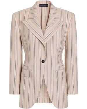 Dolce & Gabbana Structured Stripe Single-Breasted Blazer - Natural
