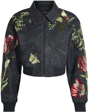 Alice + Olivia Embellished Edmond Varsity Jacket - Black