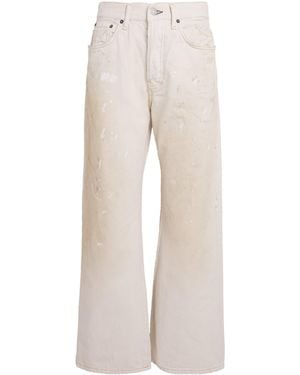 Acne Studios Paint-Splattered Wide-Leg Jeans - Natural