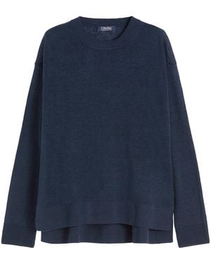 Max Mara Linen Crew-Neck Jumper - Blue