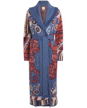 Hayley Menzies Merino Wool Jacquard Mick Coat - Blue