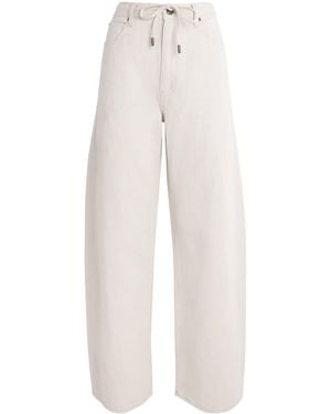 FRAME Drawstring Off-Duty Mid-Rise Straight Jeans - White