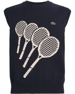 Lacoste Cotton Racket Jacquard Sweater Vest - Blue