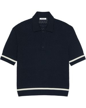 Givenchy Knitted Contrast-Stripe Polo Shirt - Blue