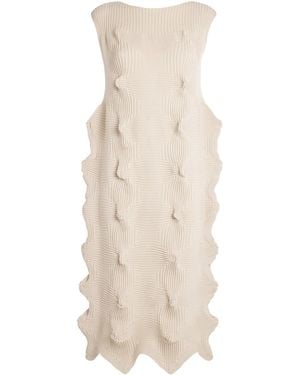 Issey Miyake Knitted Linkage Midi Dress - Natural