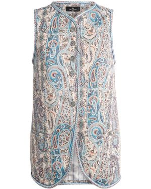 Etro Paisley Single-Breasted Waistcoat - Blue