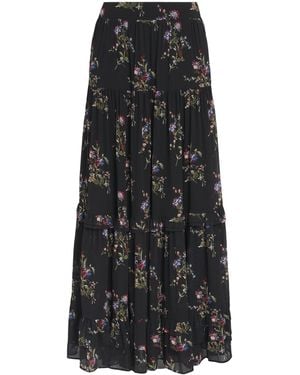 ME+EM Tiered Floral Maxi Skirt - Black