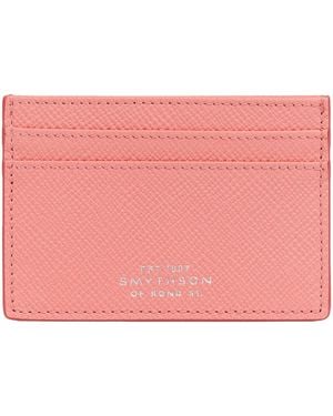 Smythson Calfskin Panama Card Holder - Pink