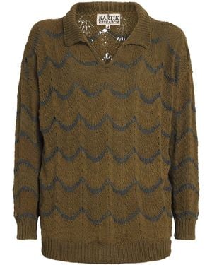 Kartik Research Cotton Knitted Rugby Jumper - Green