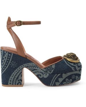 Kurt Geiger Denim Embellished Chelsea Platform Heels - Blue
