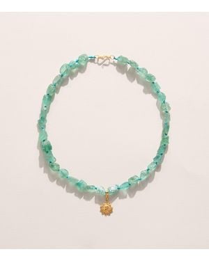 Hermina Athens Beaded Sun Charm Necklace - Metallic