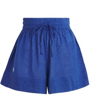Polo Ralph Lauren Organic Cotton-Linen Tie Shorts - Blue