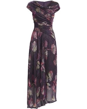Talbot Runhof Floral Voile Midi Dress - Purple