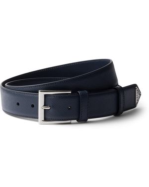 Prada Saffiano Leather Logo Belt - Blue