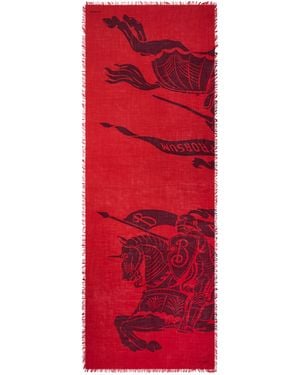 Burberry Wool Wide Ekd Scarf - Red