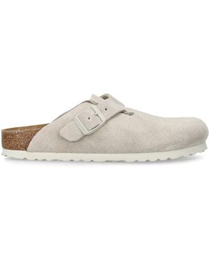 Birkenstock Suede Boston Clogs - White