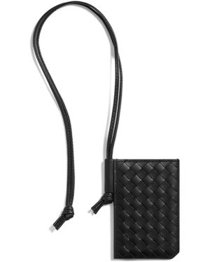 Bottega Veneta Leather Intrecciato Badge Holder - Black