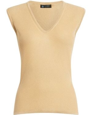 Colombo Silk Knit V-Neck Top - Natural