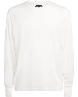 Tom Ford Lyocell-Cotton Long-Sleeve T-Shirt - White