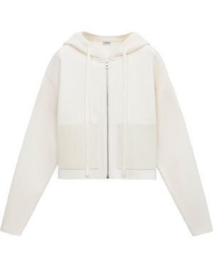 Loewe Wool Leather-Pocket Hoodie - White