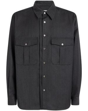 LE17SEPTEMBRE Wool-Blend Two-Pocket Overshirt - Black
