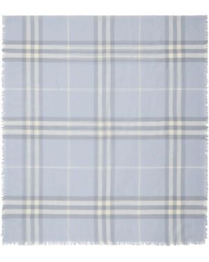 Burberry Wool Wide Check Scarf - Blue