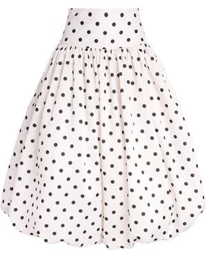 Self-Portrait Taffeta Polka-Dot Midi Skirt - White