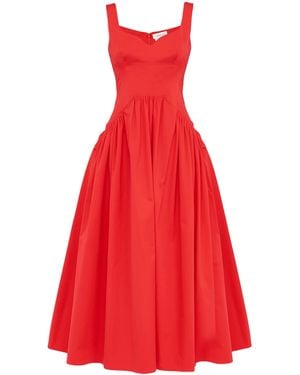 McQueen Bustier Midi Dress - Red