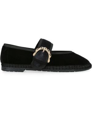 Flabelus Velvet Sophie Mary Janes - Black