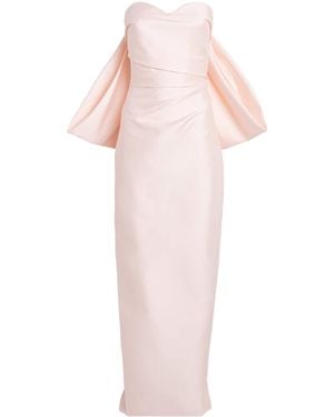 Monique Lhuillier Silk Back-Bow Column Gown - Pink