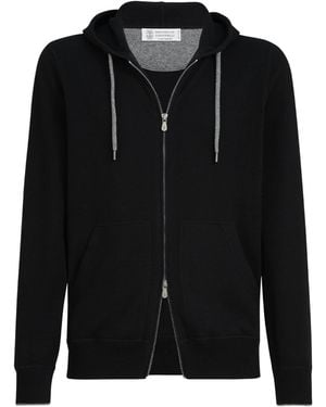 Brunello Cucinelli Cashmere Zip-Up Hoodie - Black