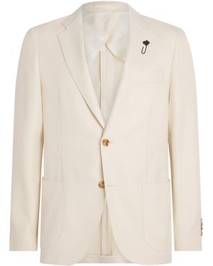 Lardini Wool-Cotton Patch Pocket Blazer - Natural
