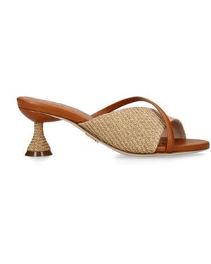 Rodo Leather-Woven Mabella Heeled Mules 55 - Brown