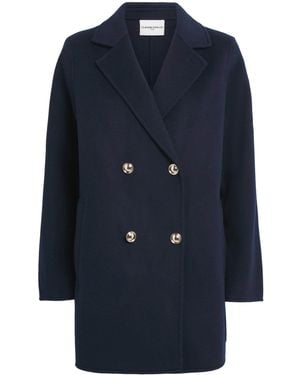 Maje Wool Longline Pea Coat - Blue