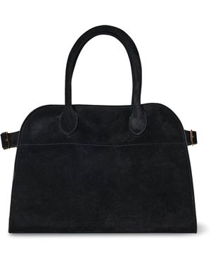 The Row Soft Margaux 10 Suede Top-Handle Bag - Black