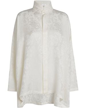 Eskandar Silk Double-Stand Collar Shirt - White