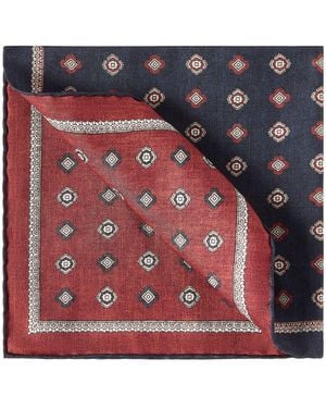 Brunello Cucinelli Silk Medallion Pocket Square - Red
