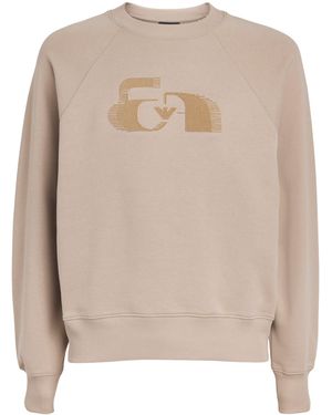 Emporio Armani Cotton Logo Sweatshirt - Natural