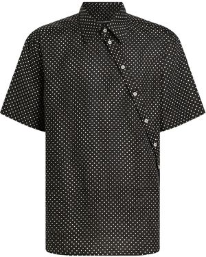 Dolce & Gabbana Linen Polka Dot Asymmetric Shirt - Black
